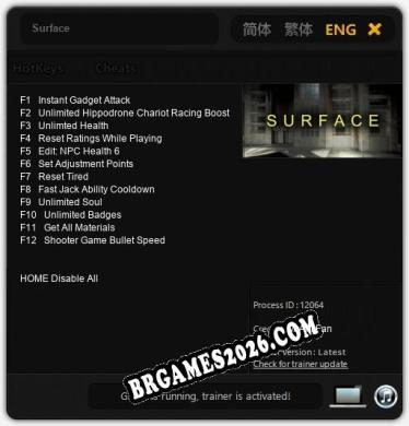Trainer e cheats para Surface - 12 opções