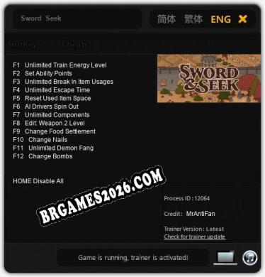 Trainer para Sword  Seek [v1.0.5]