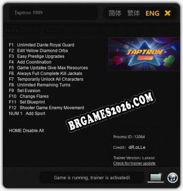 Taptron 1999: TRAINER E CHEATS (V1.0.78)