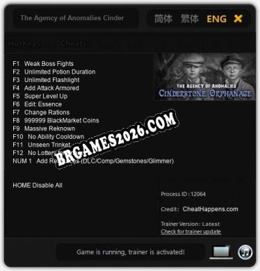 The Agency of Anomalies Cinderstone Orphanage Collectors Edition Trainer +13 by CheatHappens.com [Última versão]