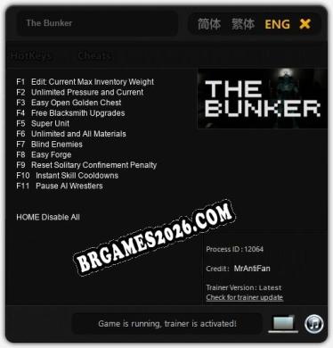 Cheats The Bunker - Trainer v1.8 por MrAntiFan