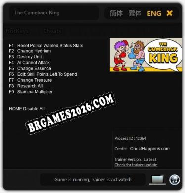 Cheats The Comeback King - Trainer v5.7 por CheatHappens.com
