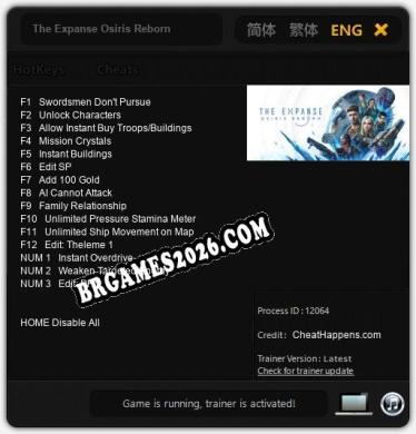 The Expanse Osiris Reborn - Cheat Trainer +15 [Edição CheatHappens.com]