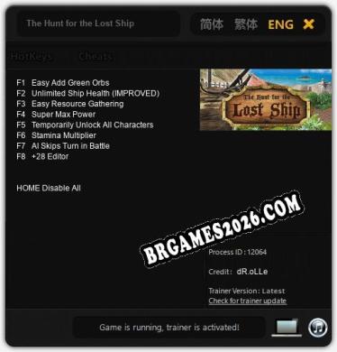 The Hunt for the Lost Ship: Trainer Atualizado v1.4 (todos os cheats)