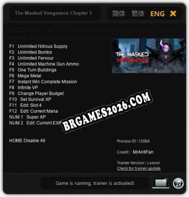 Trainer e cheats para The Masked Vengeance Chapter 1 - 14 opções
