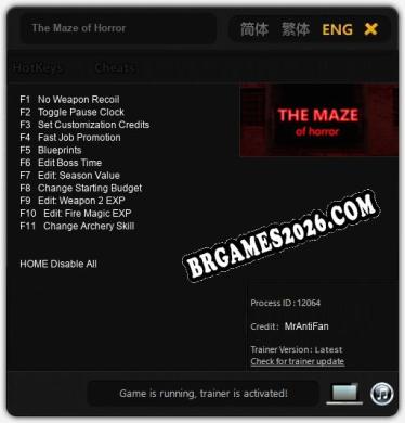 The Maze of Horror: Trainer Completo (v1.0.32)