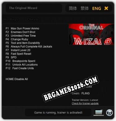 Trainer e cheats para The Original Wizard - 12 opções