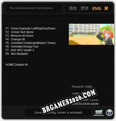 The Quintessential Quintuplets OMOIDE VR YOTSUBA Trainer +8 by FLiNG [Última versão]