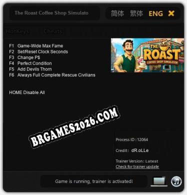 The Roast Coffee Shop Simulator Trainer - 6 funções [Download Gratuito]