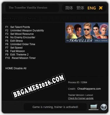 Trainer para The Traveller Vanilla Version [v1.0.9]