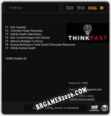 ThinkFast: Trainer Gratuito (+7 cheats)