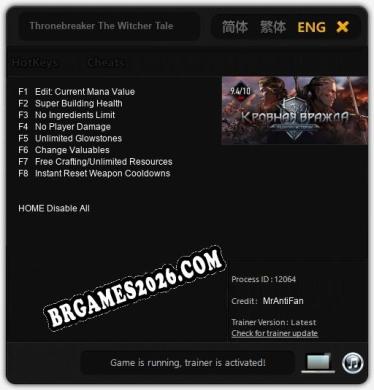 Thronebreaker The Witcher Tales: Trainer +8 [v1.8]