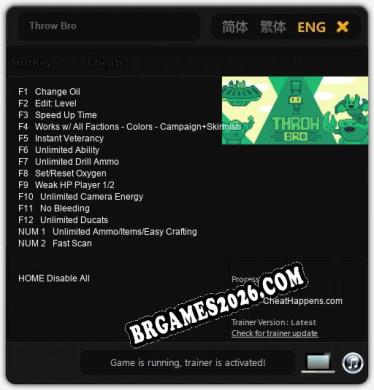 Throw Bro: Trainer Gratuito (+14 cheats)
