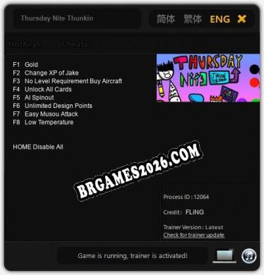 Thursday Nite Thunkin - Trainer Funcional +8 funções
