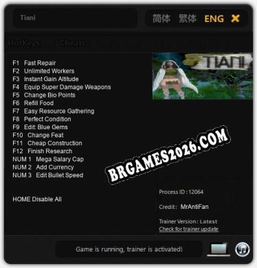Tiani: Trainer Completo (v3.0.96)