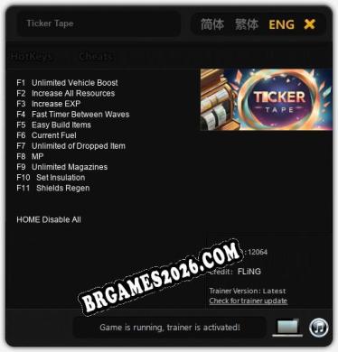 Ticker Tape: Trainer Atualizado v1.0 (todos os cheats)