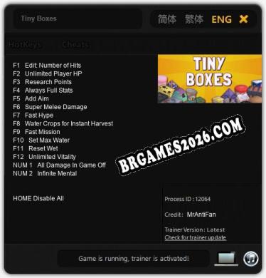 Tiny Boxes: Trainer Gratuito (+14 cheats)