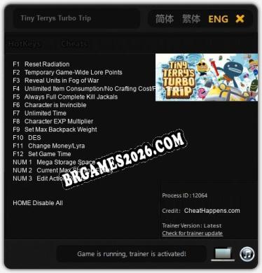 Tiny Terrys Turbo Trip: Trainer Gratuito (+15 cheats)