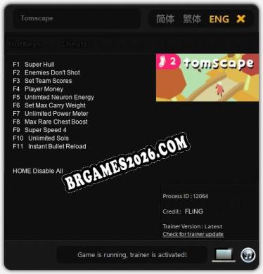 Tomscape - Trainer Funcional +11 funções