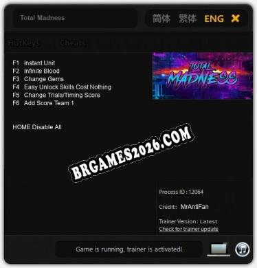 Total Madness - Trainer Funcional +6 funções