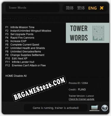 Trainer e cheats para Tower Words - 12 opções