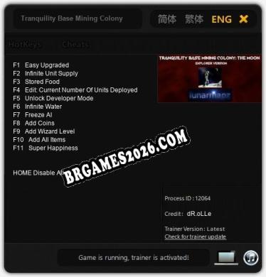 Tranquility Base Mining Colony The Moon Explorer Version - Cheat Trainer +11 [Edição dR.oLLe]