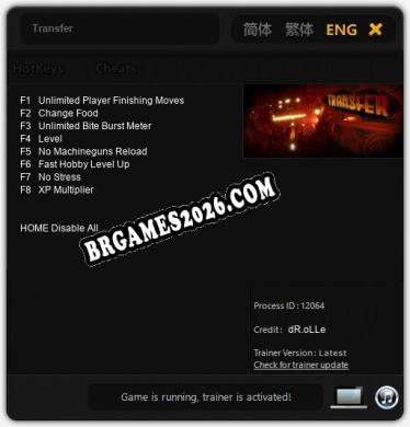 Cheats e trainer Transfer +8 [Verificado funcionando]