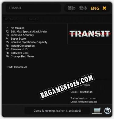 TRANSIT - Cheat Trainer +9 [Edição MrAntiFan]