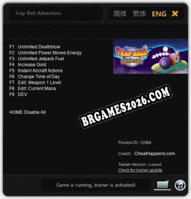 Cheats Trap Ball Adventure - Trainer v4.0 por CheatHappens.com