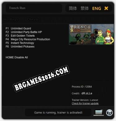 Trainer e cheats para Trench Run - 6 opções