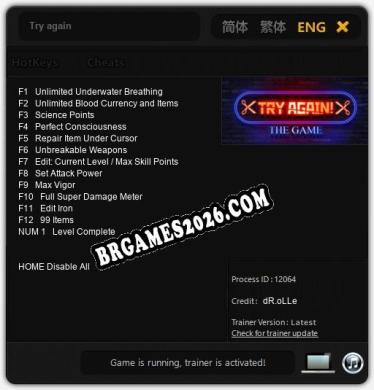 Try again - Trainer Funcional +13 funções
