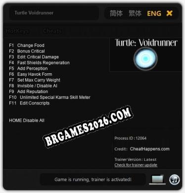 Cheats Turtle Voidrunner - Trainer v2.0 por CheatHappens.com