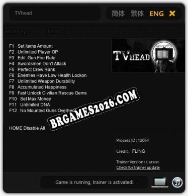 Cheats e trainer TVhead +12 [Verificado funcionando]