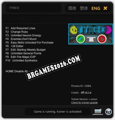 TYRED: Trainer Atualizado v1.0 (todos os cheats)
