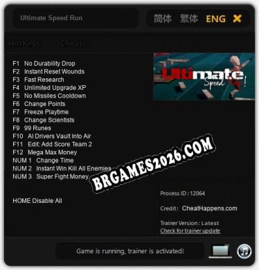 Ultimate Speed Run - Cheat Trainer +15 [Edição CheatHappens.com]