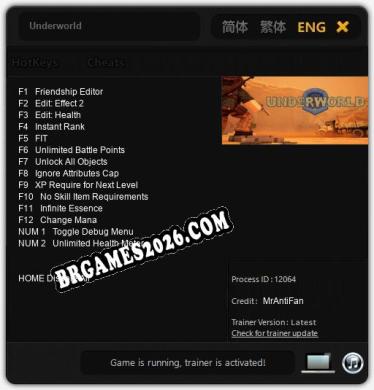 Underworld - Trainer Funcional +14 funções