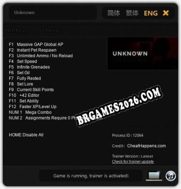 Unknown: Trainer Gratuito (+14 cheats)