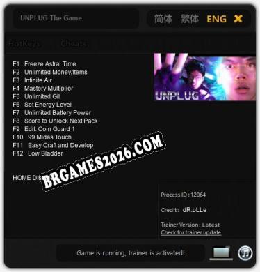 Cheats e trainer UNPLUG The Game +12 [Verificado funcionando]