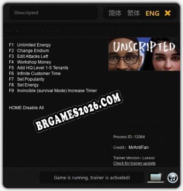 Cheats Unscripted - Trainer v2.1 por MrAntiFan