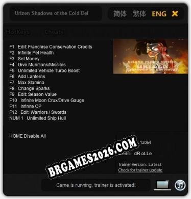 Trainer para Urizen Shadows of the Cold Deluxe Frosty Edition [v1.0.8]