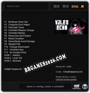 Cheats e trainer Vales Echo +15 [Verificado funcionando]