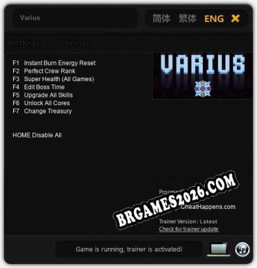 Varius: TRAINER E CHEATS (V1.0.48)