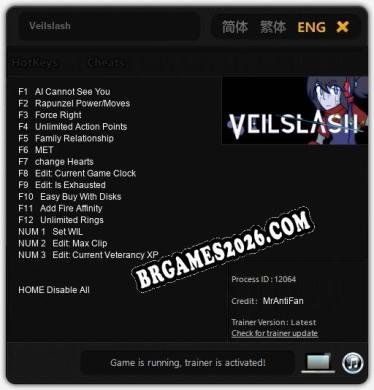 Veilslash: Trainer Gratuito (+15 cheats)