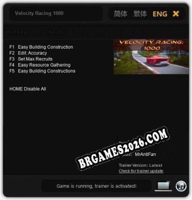 Velocity Racing 1000 Trainer +5 by MrAntiFan [Última versão]