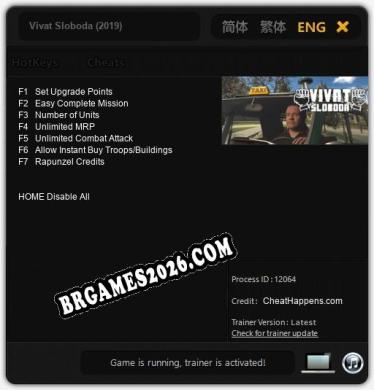 Cheats e trainer Vivat Sloboda (2019) +7 [Verificado funcionando]