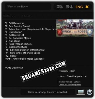 Wars of the Roses Trainer +13 by CheatHappens.com [Última versão]