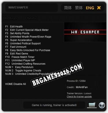 Cheats WAVESHAPER - Trainer v2.6 por MrAntiFan