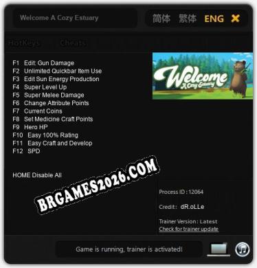 Trainer para Welcome A Cozy Estuary [v1.0.7]