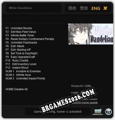 Cheats e trainer White Dandelion +15 [Verificado funcionando]