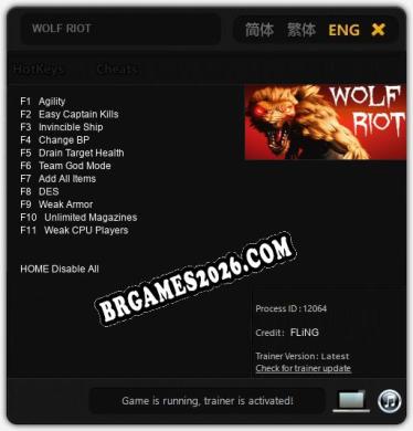 WOLF RIOT: Trainer Gratuito (+11 cheats)
